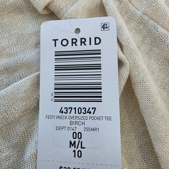 Torrid Festi Oversized Tee V neck short sleeve sz 00 / M/L - Picture 7 of 9